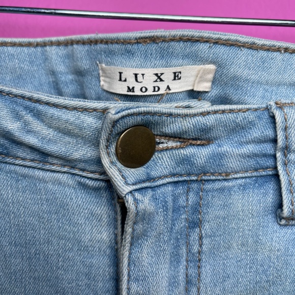 Luxe Moda stretch, embellished, frayed boot, cut jeans - Picture 6 of 10